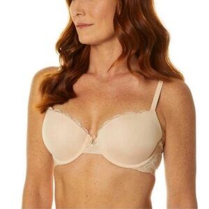 Le Mystère Sophia Nude T-Shirt Bra 34DDD Full Figure Lace Underwire Smooth Cups